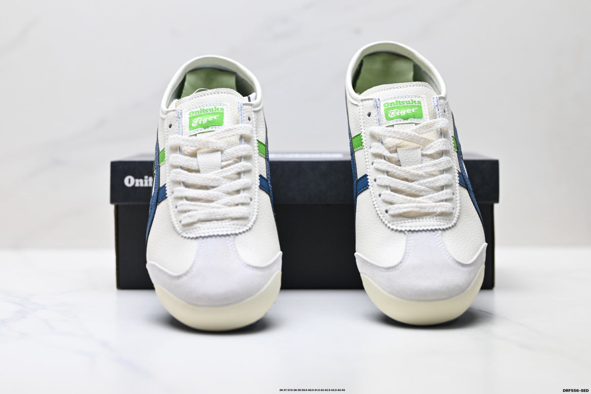 Onitsuka Tiger Retro Low Top White Navy Green Unisex Shoes Style 21 detail view 8
