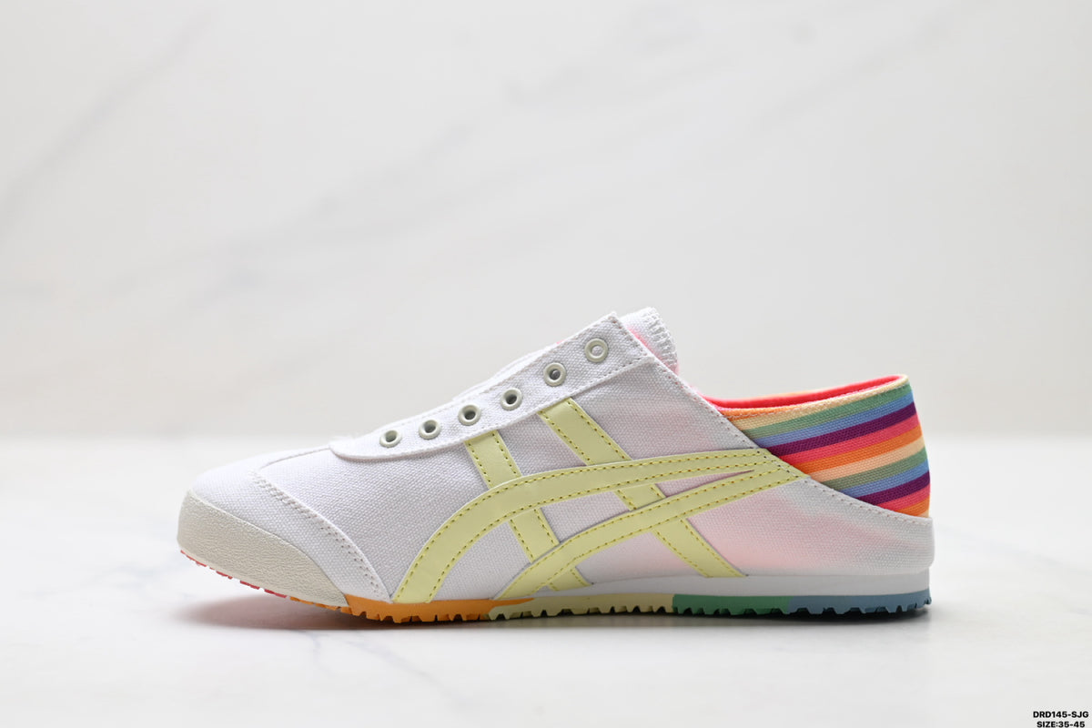 Onitsuka Tiger Retro Low Top White Pastel Rainbow Unisex Shoes Style 04 detail view 4
