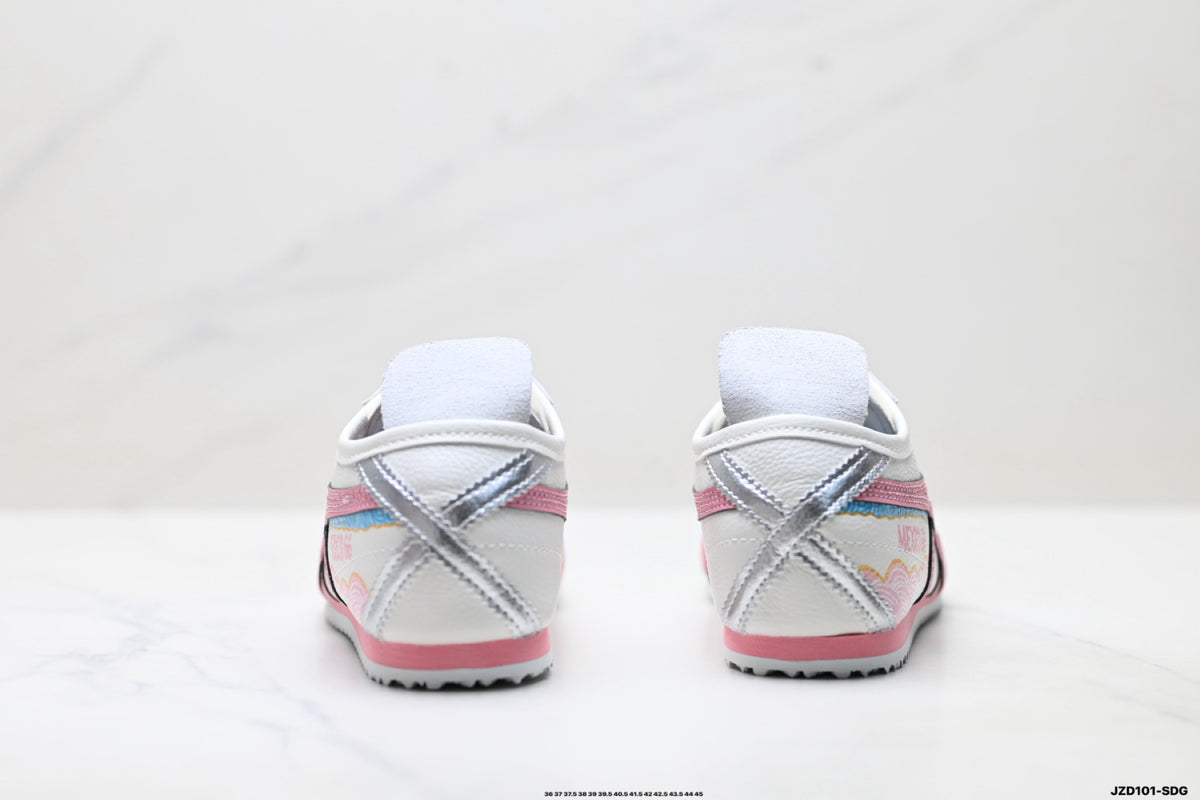 Onitsuka Tiger Retro Low Top White Pink Silver Unisex Shoes Style 02 detail view 7