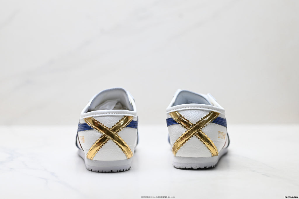 Onitsuka Tiger Retro Low Top White Royal Blue Red Unisex Shoes Style 20 detail view 7