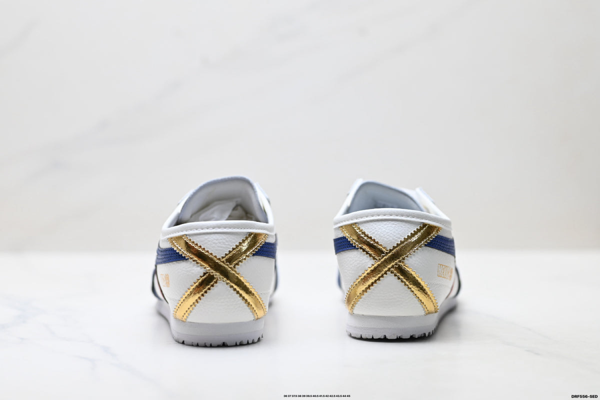 Onitsuka Tiger Retro Low Top White Royal Blue Red Unisex Shoes Style 20 detail view 7