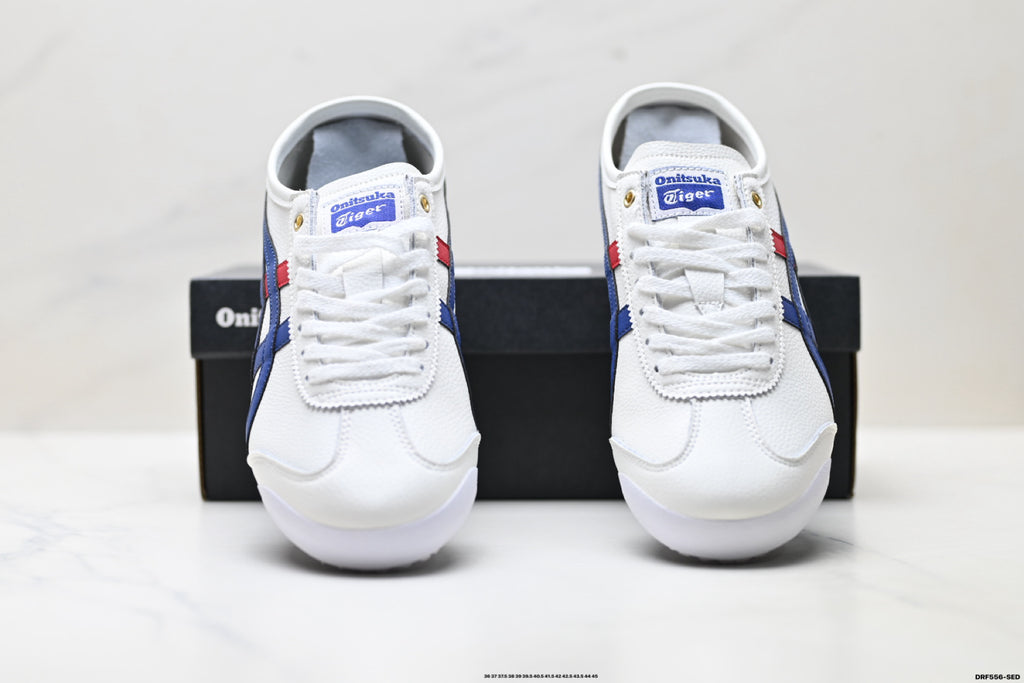Onitsuka Tiger Retro Low Top White Royal Blue Red Unisex Shoes Style 20 detail view 8