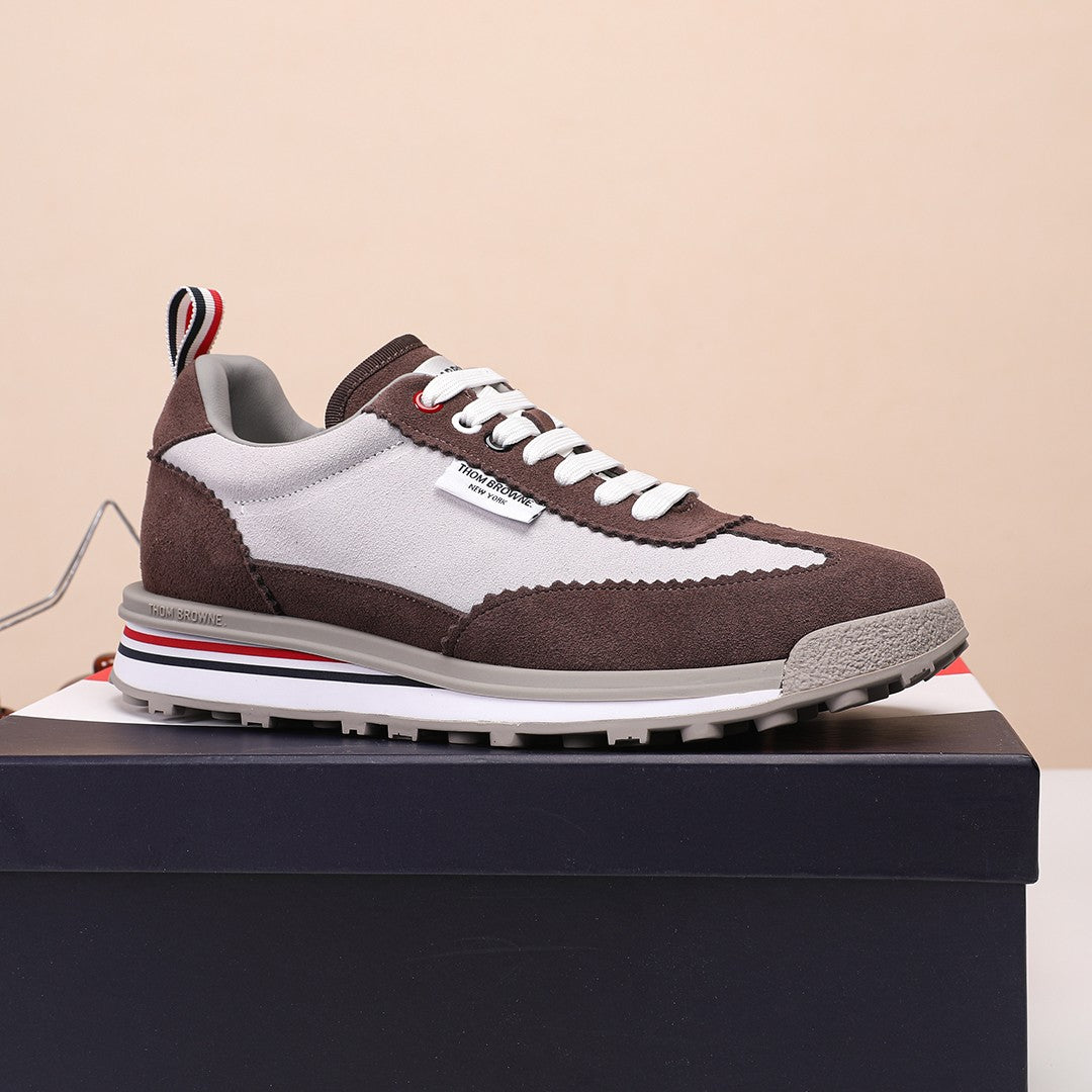 Thom Browne Men’s Brown Taupe Retro Runner Sneakers – product detail view 2