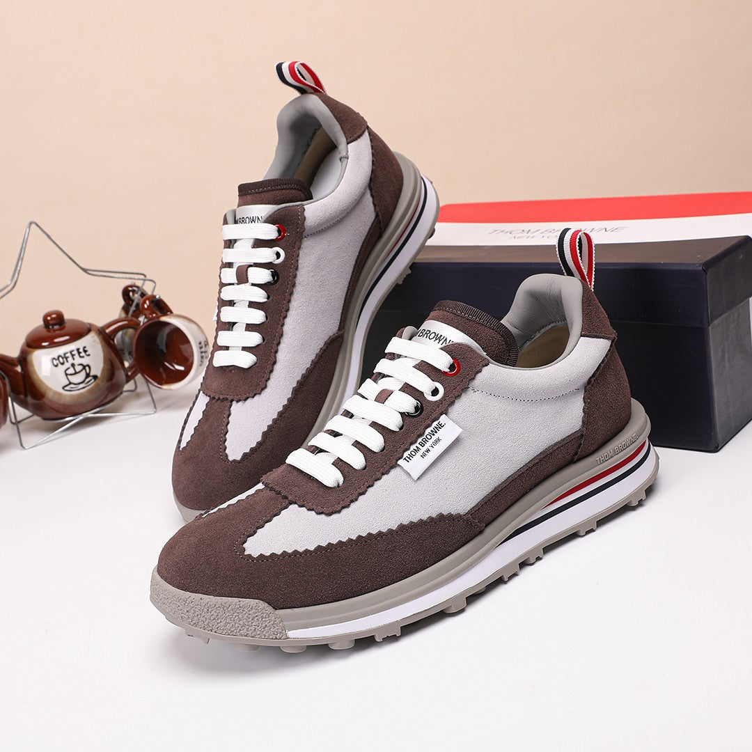 Thom Browne Men’s Brown Taupe Retro Runner Sneakers – product detail view 3