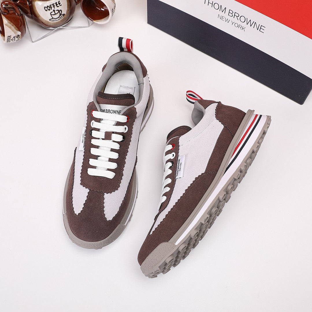 Thom Browne Men’s Brown Taupe Retro Runner Sneakers – product detail view 4