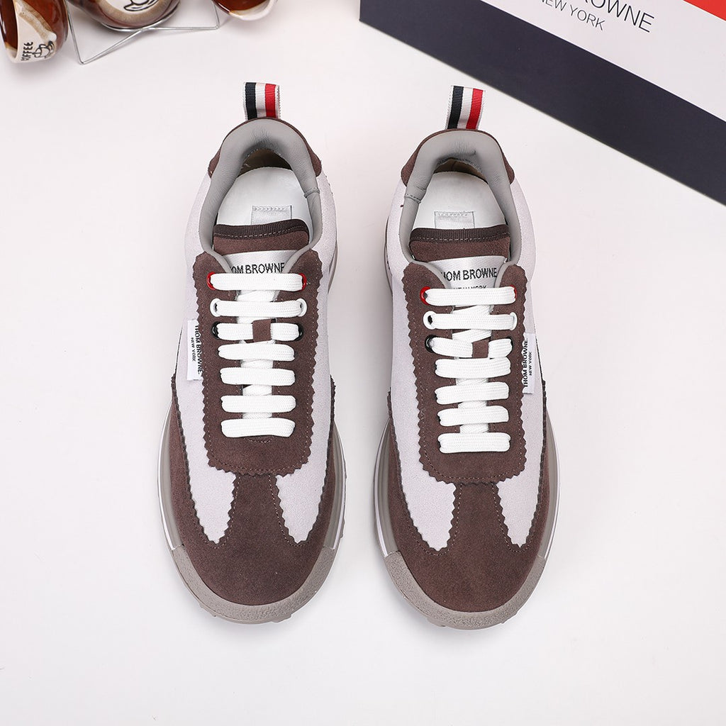 Thom Browne Men’s Brown Taupe Retro Runner Sneakers – product detail view 5