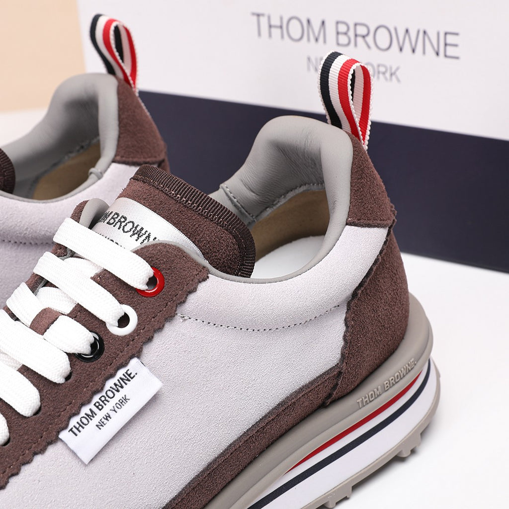 Thom Browne Men’s Brown Taupe Retro Runner Sneakers – product detail view 6