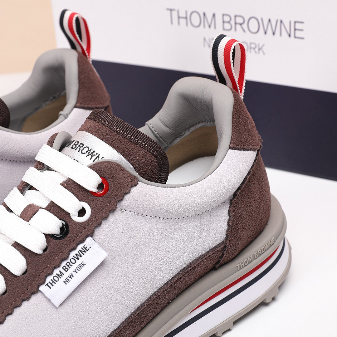 Thom Browne Men’s Brown Taupe Retro Runner Sneakers – product detail view 6