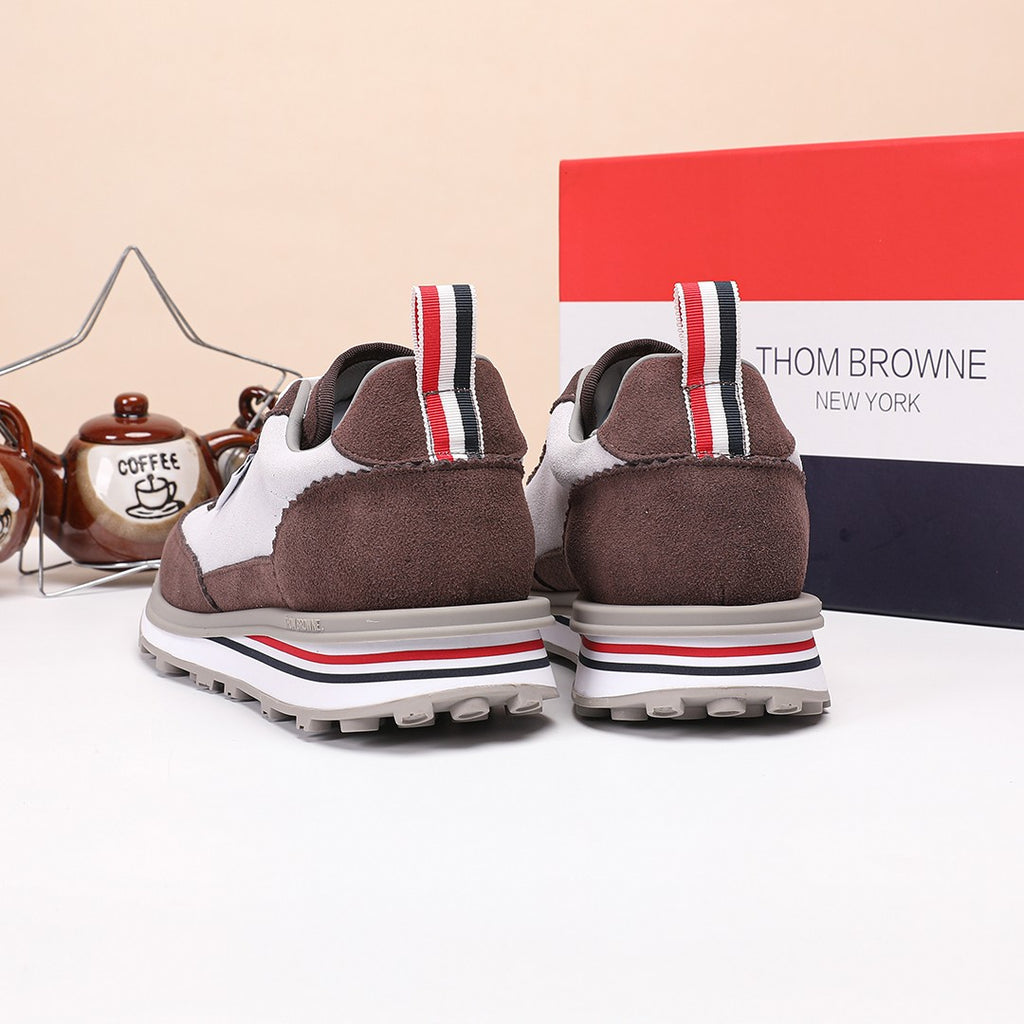 Thom Browne Men’s Brown Taupe Retro Runner Sneakers – product detail view 7