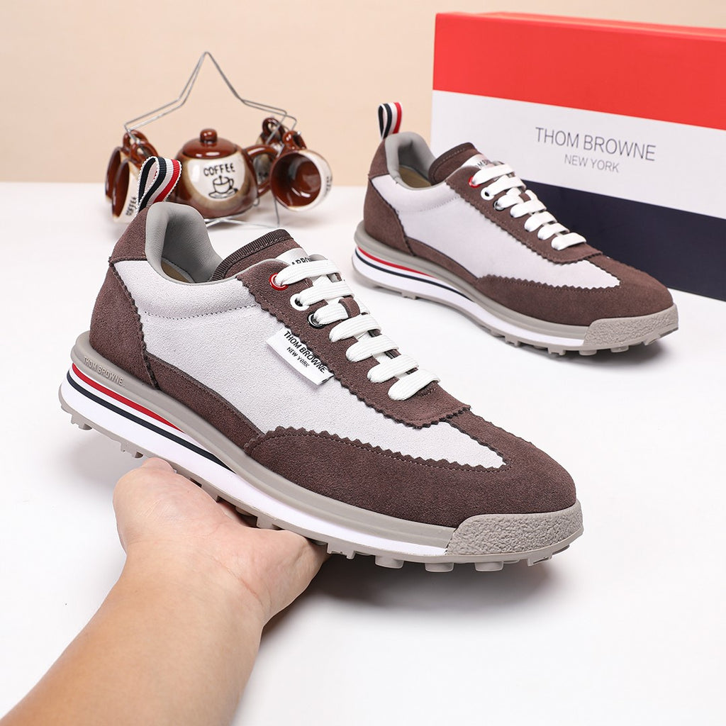 Thom Browne Men’s Brown Taupe Retro Runner Sneakers – product detail view 8