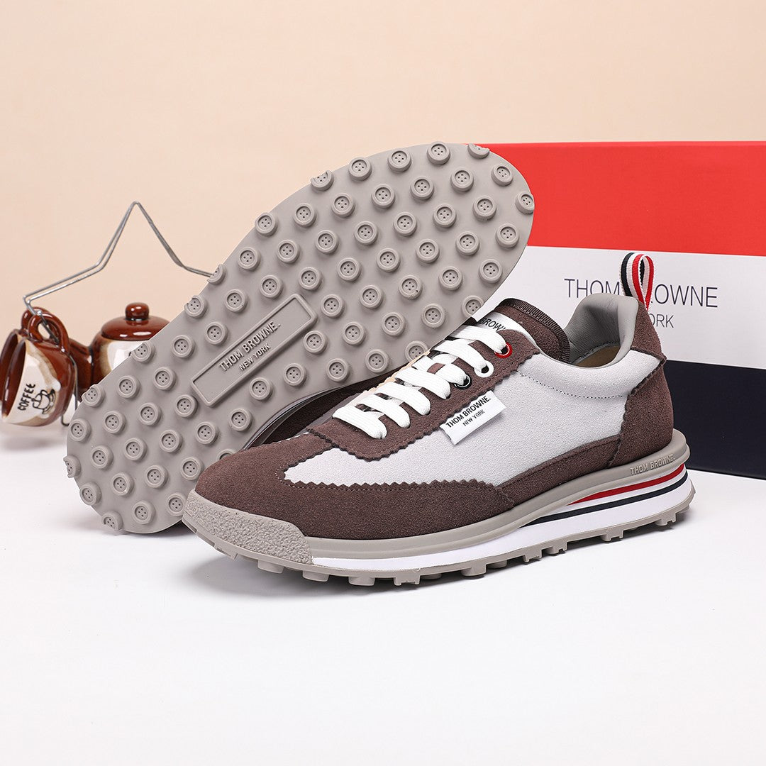 Thom Browne Men’s Brown Taupe Retro Runner Sneakers – product detail view 9