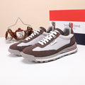 Thom Browne Men’s Brown Taupe Retro Runner Sneakers – left-facing main product view