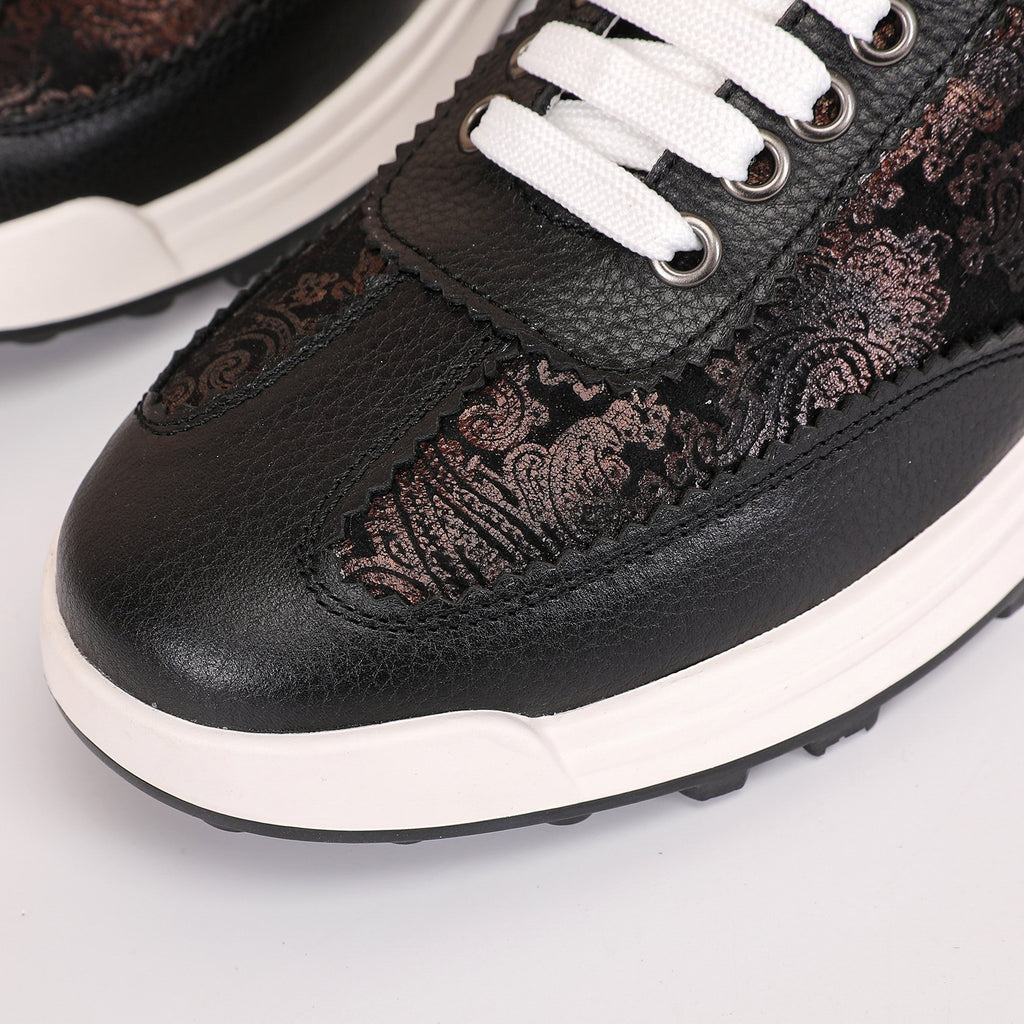 Thom Browne Men’s Black Monogram Leather Runner Sneakers – product detail view 8