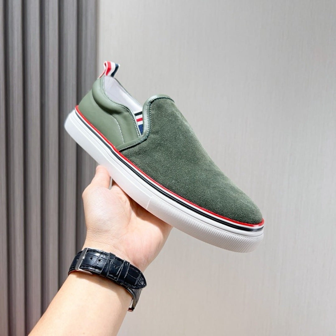 Thom Browne Men’s Green Suede Slip-On Sneakers – product detail view 2