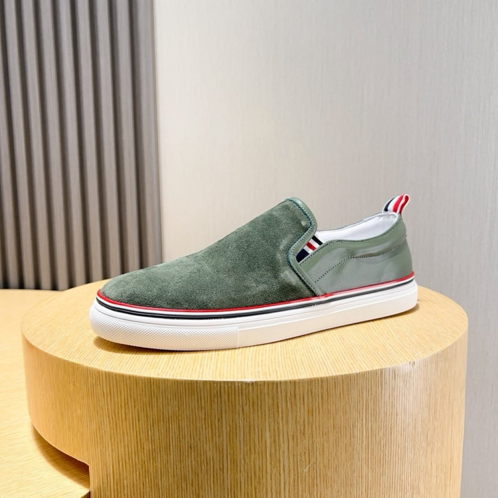 Thom Browne Men’s Green Suede Slip-On Sneakers – product detail view 4