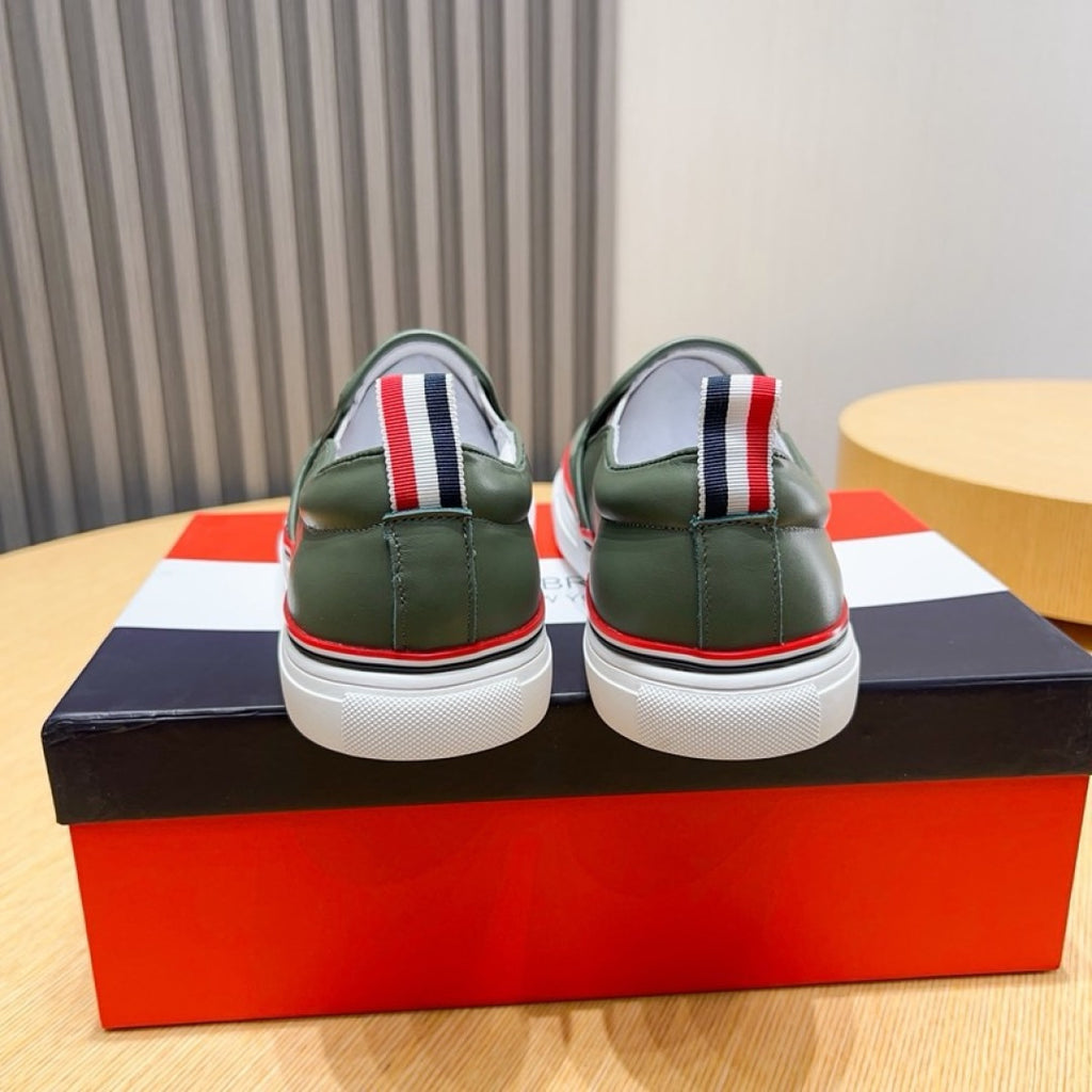 Thom Browne Men’s Green Suede Slip-On Sneakers – product detail view 5
