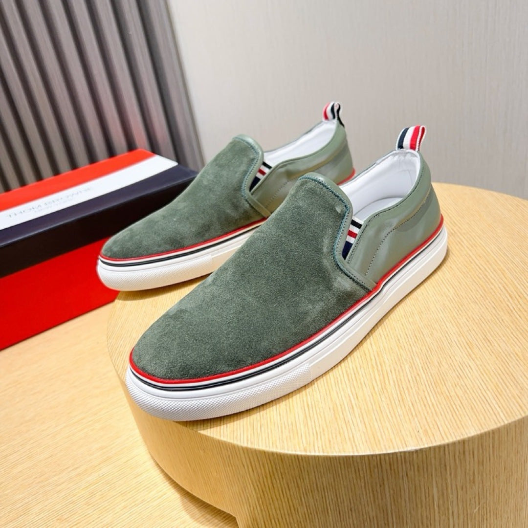Thom Browne Men’s Green Suede Slip-On Sneakers – product detail view 6