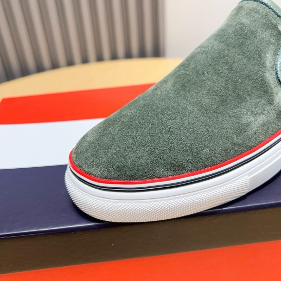 Thom Browne Men’s Green Suede Slip-On Sneakers – product detail view 7
