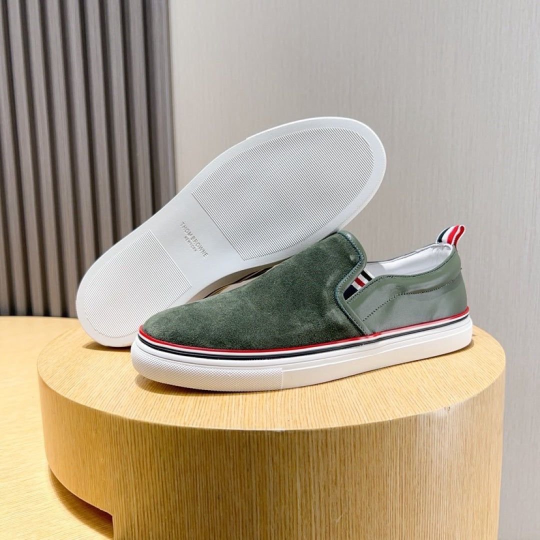 Thom Browne Men’s Green Suede Slip-On Sneakers – product detail view 8
