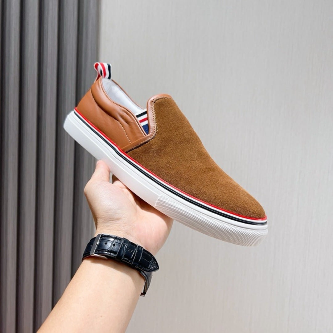 Thom Browne Men’s Brown Suede Slip-On Sneakers – product detail view 2