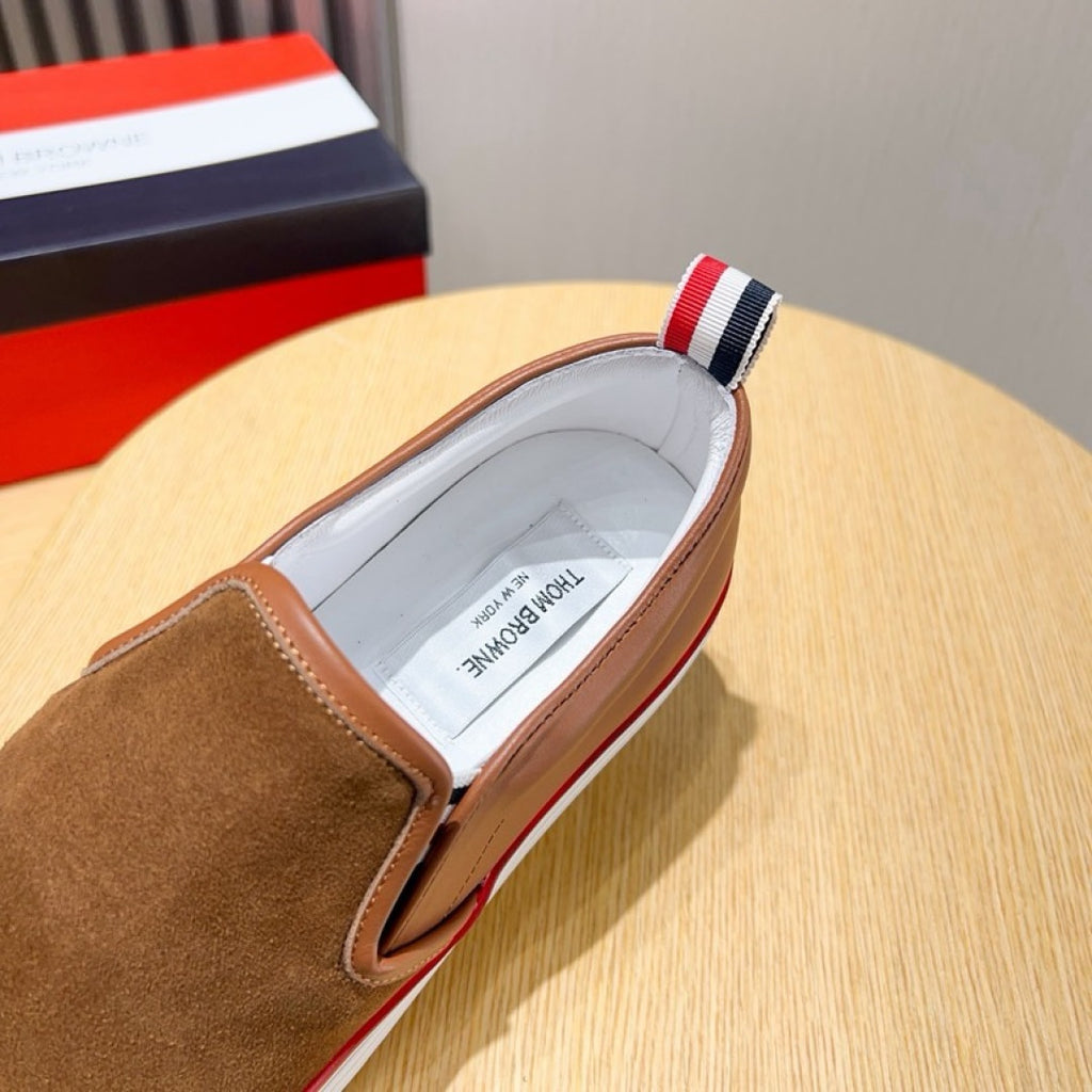 Thom Browne Men’s Brown Suede Slip-On Sneakers – product detail view 3