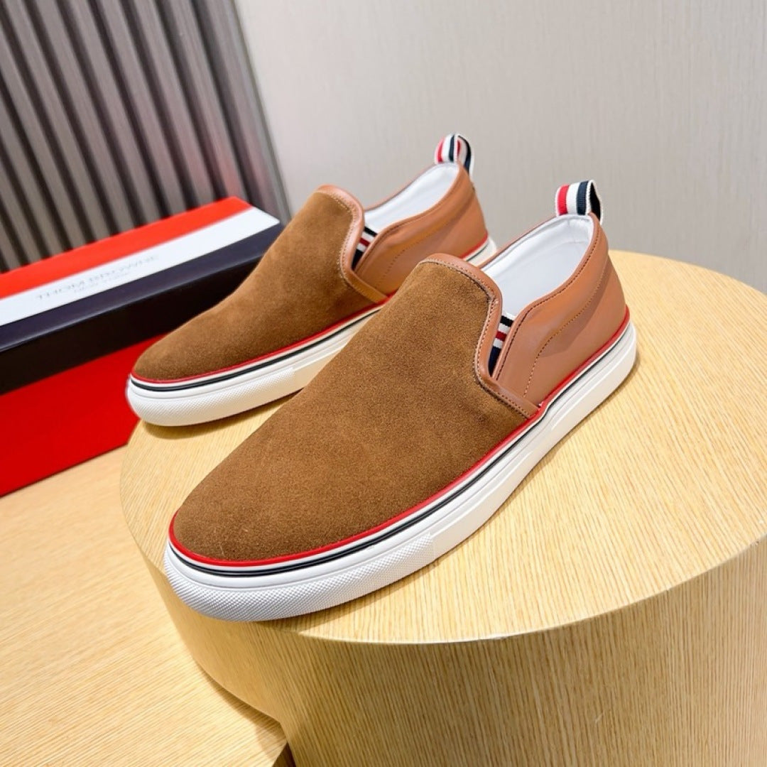 Thom Browne Men’s Brown Suede Slip-On Sneakers – product detail view 4