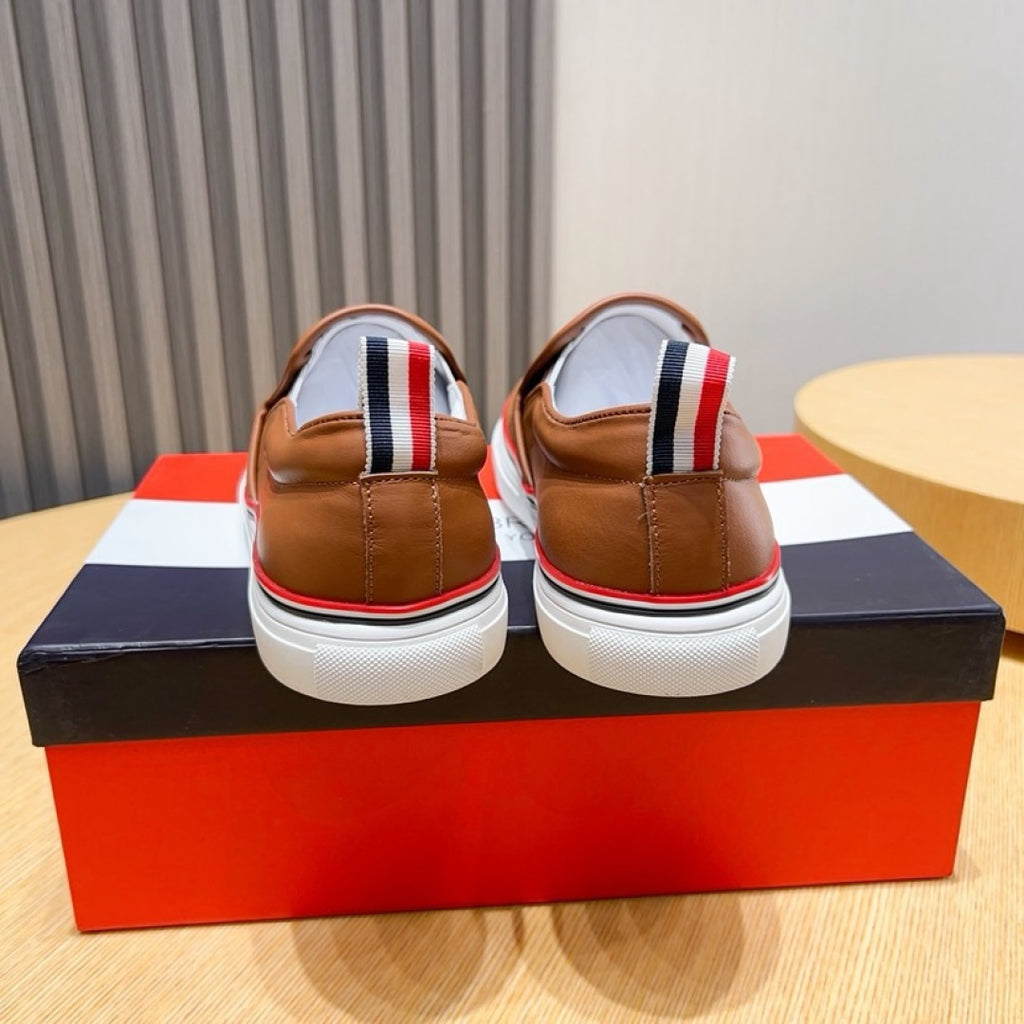 Thom Browne Men’s Brown Suede Slip-On Sneakers – product detail view 5