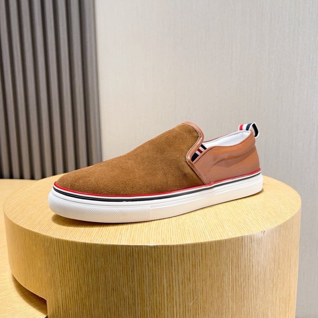 Thom Browne Men’s Brown Suede Slip-On Sneakers – product detail view 6