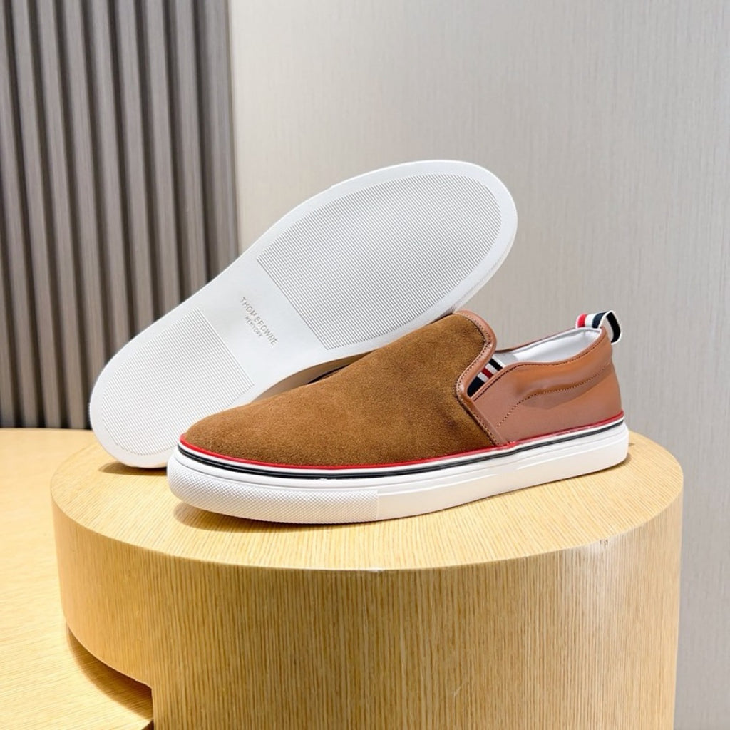 Thom Browne Men’s Brown Suede Slip-On Sneakers – product detail view 8