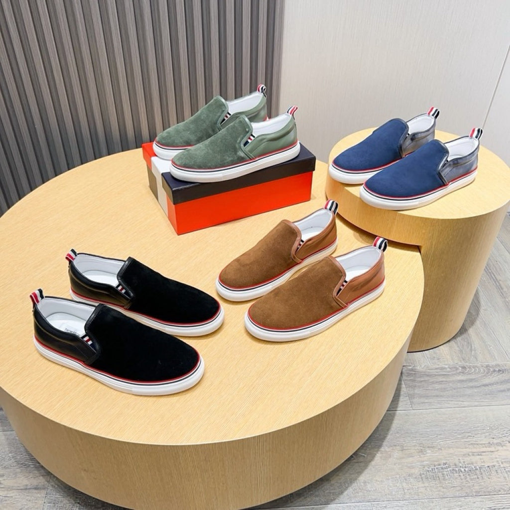 Thom Browne Men’s Brown Suede Slip-On Sneakers – product detail view 9