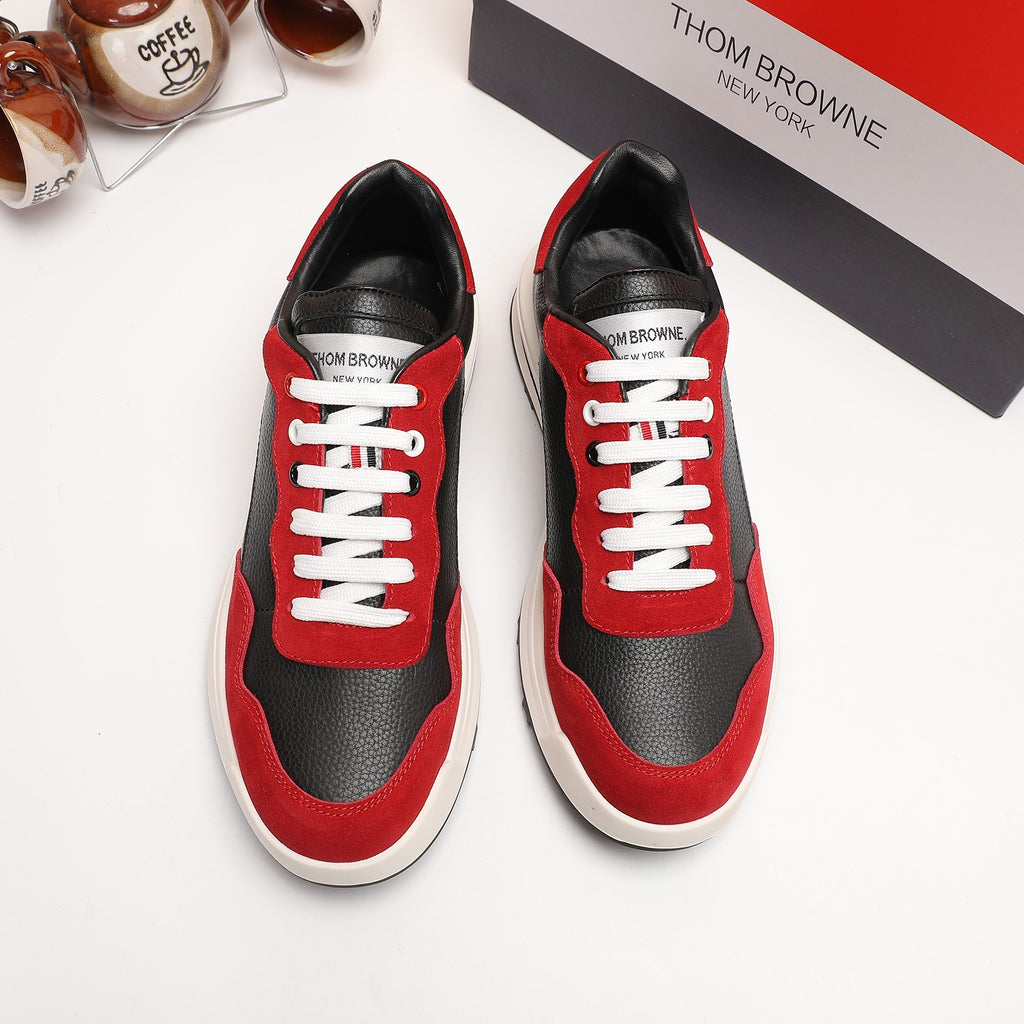 Thom Browne Men’s Red Black Colorblock Runner Sneakers – product detail view 4