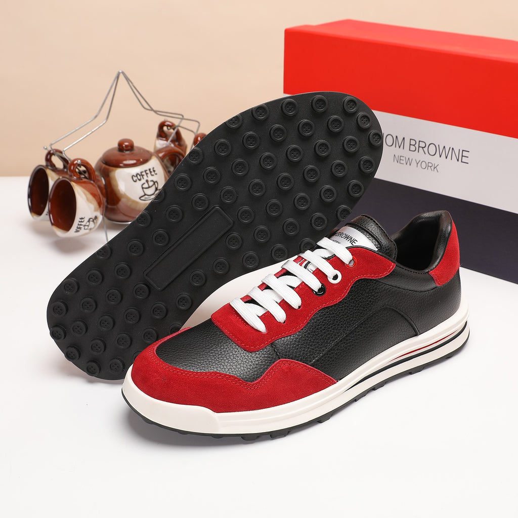 Thom Browne Men’s Red Black Colorblock Runner Sneakers – product detail view 5