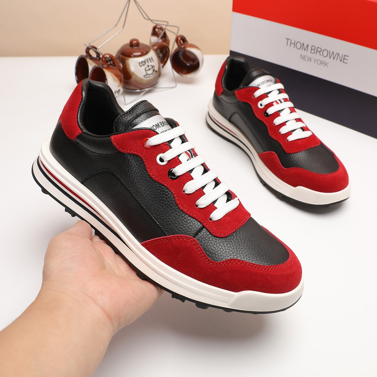 Thom Browne Men’s Red Black Colorblock Runner Sneakers – product detail view 7