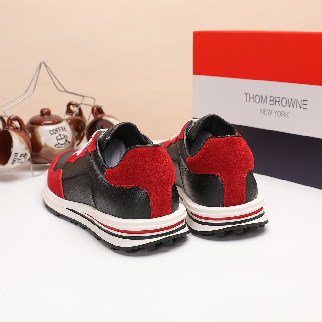 Thom Browne Men’s Red Black Colorblock Runner Sneakers – product detail view 9