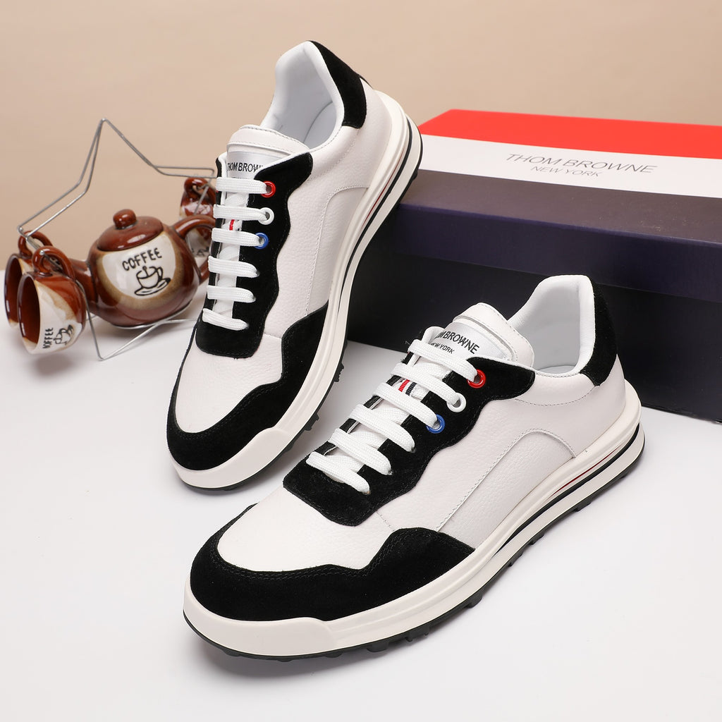 Thom Browne Men’s Black White Colorblock Runner Sneakers – product detail view 4