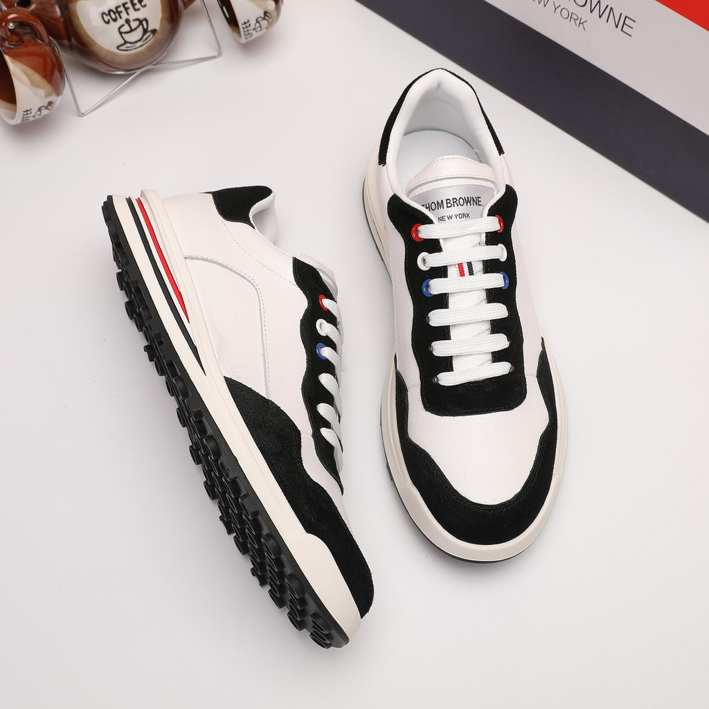 Thom Browne Men’s Black White Colorblock Runner Sneakers – product detail view 8