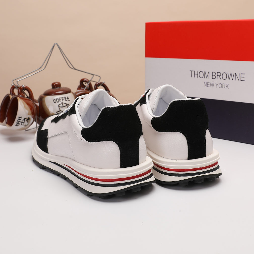 Thom Browne Men’s Black White Colorblock Runner Sneakers – product detail view 9