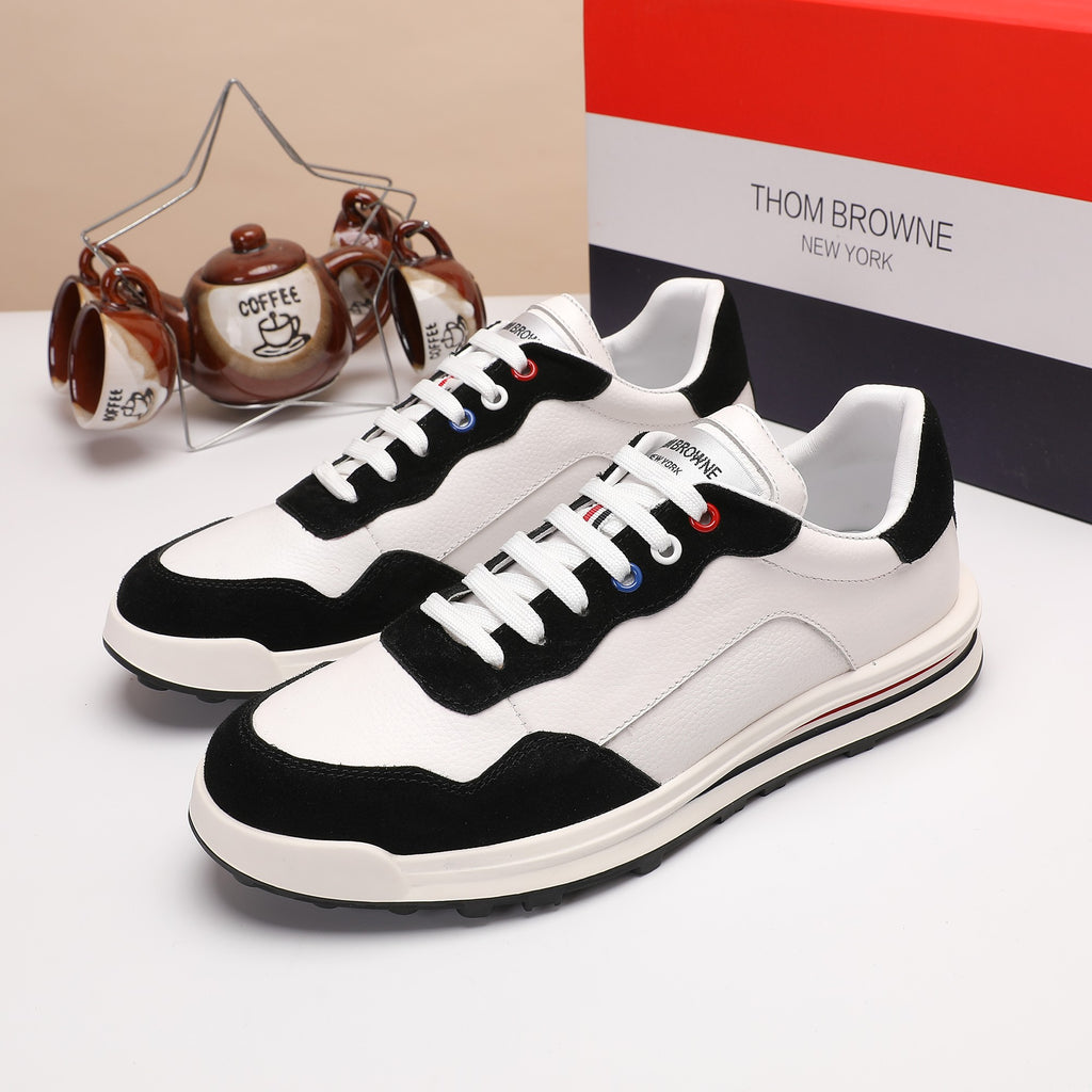 Thom Browne Men’s Black White Colorblock Runner Sneakers – left-facing main product view
