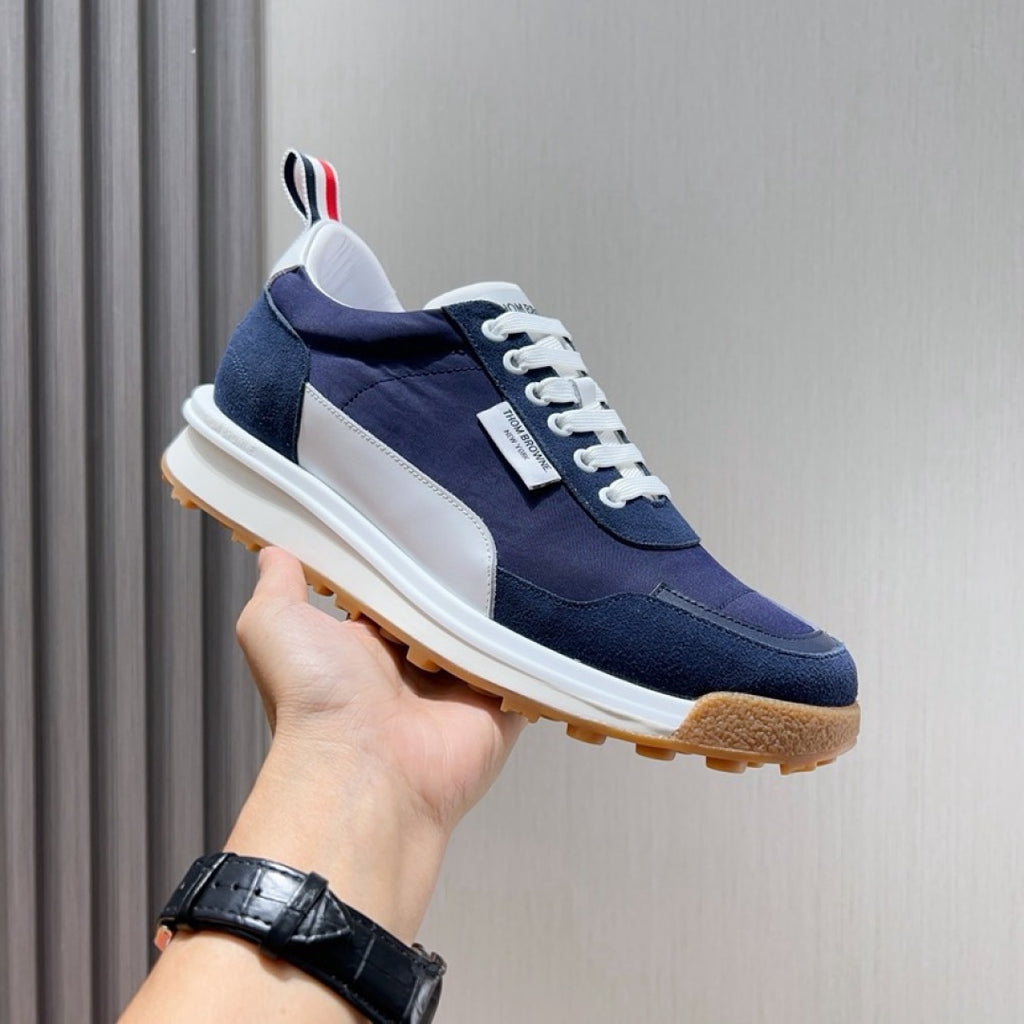 Thom Browne Men’s Navy White Gum-Sole Runner Sneakers – product detail view 2