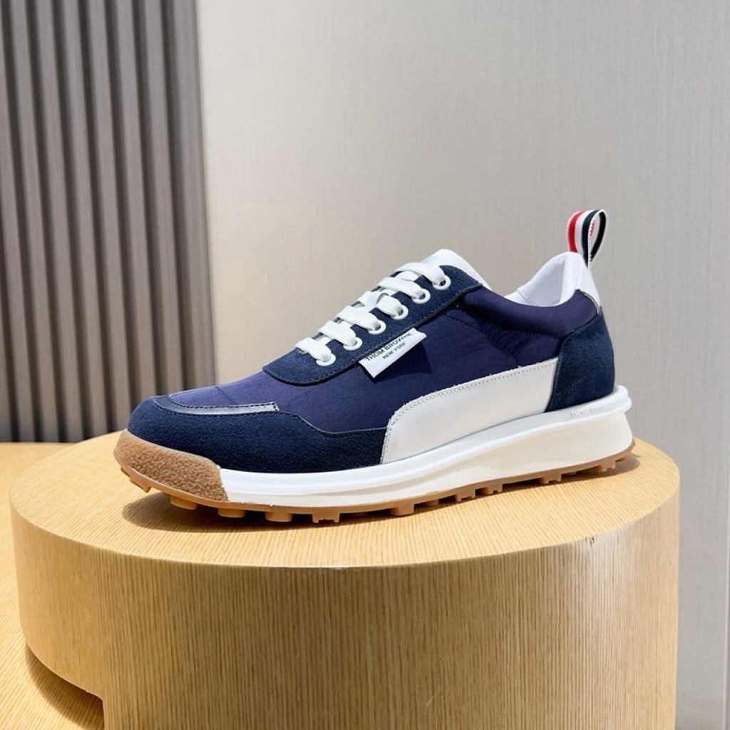 Thom Browne Men’s Navy White Gum-Sole Runner Sneakers – product detail view 5