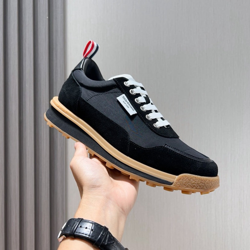 Thom Browne Men’s Black Gum-Sole Runner Sneakers – product detail view 2