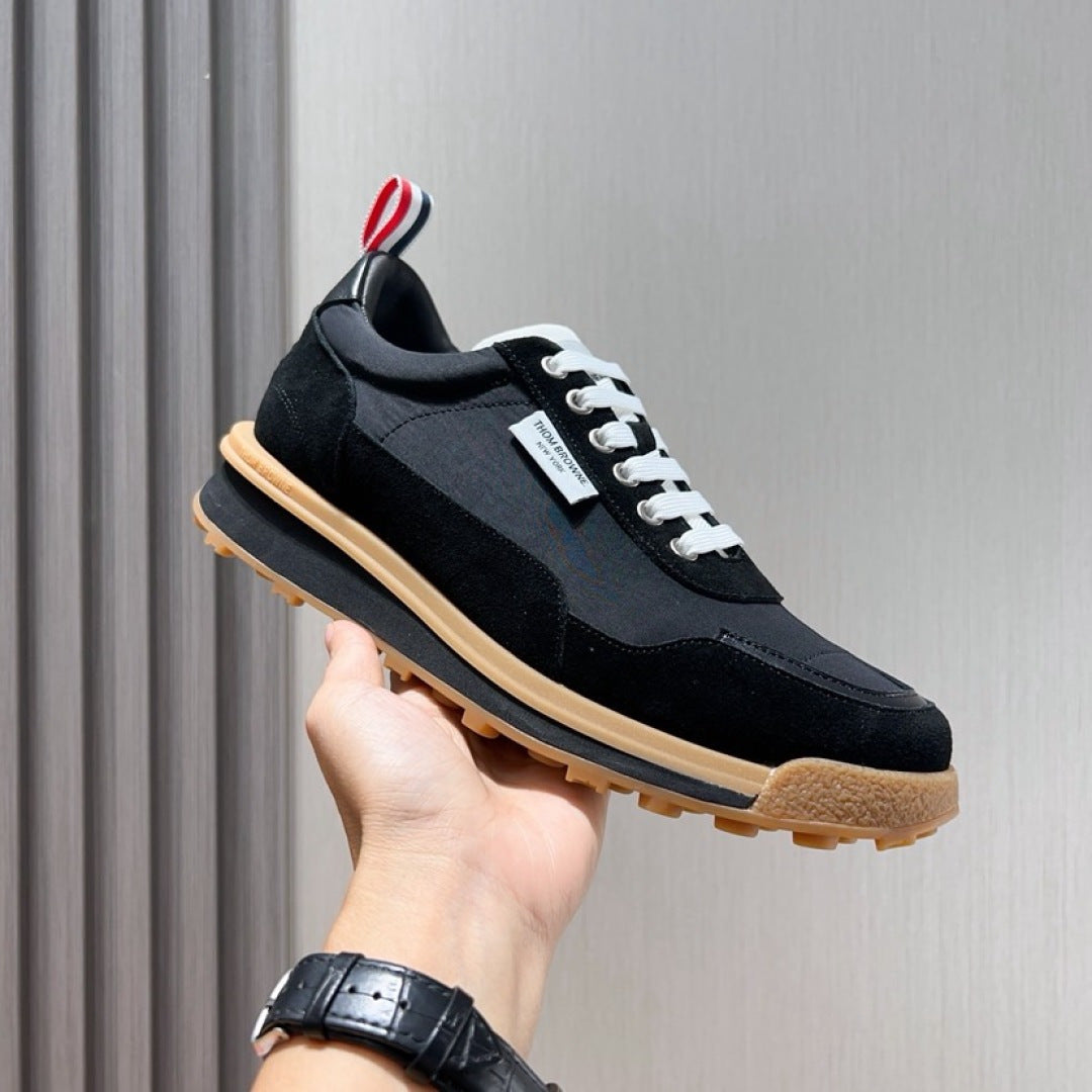 Thom Browne Men’s Black Gum-Sole Runner Sneakers – product detail view 2