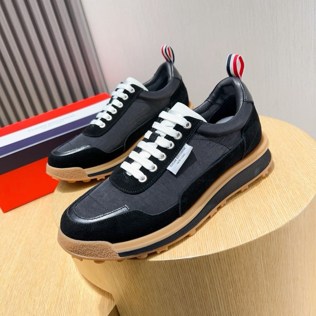 Thom Browne Men’s Black Gum-Sole Runner Sneakers – product detail view 3