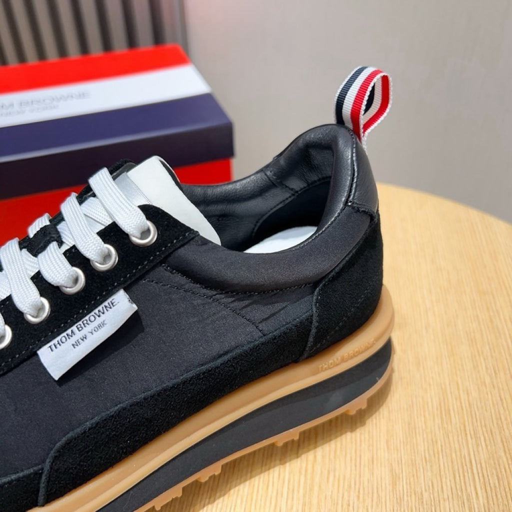 Thom Browne Men’s Black Gum-Sole Runner Sneakers – product detail view 6