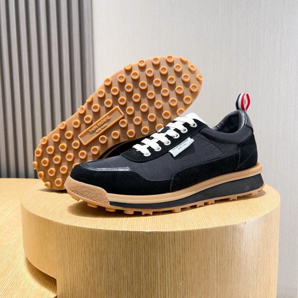 Thom Browne Men’s Black Gum-Sole Runner Sneakers – product detail view 7