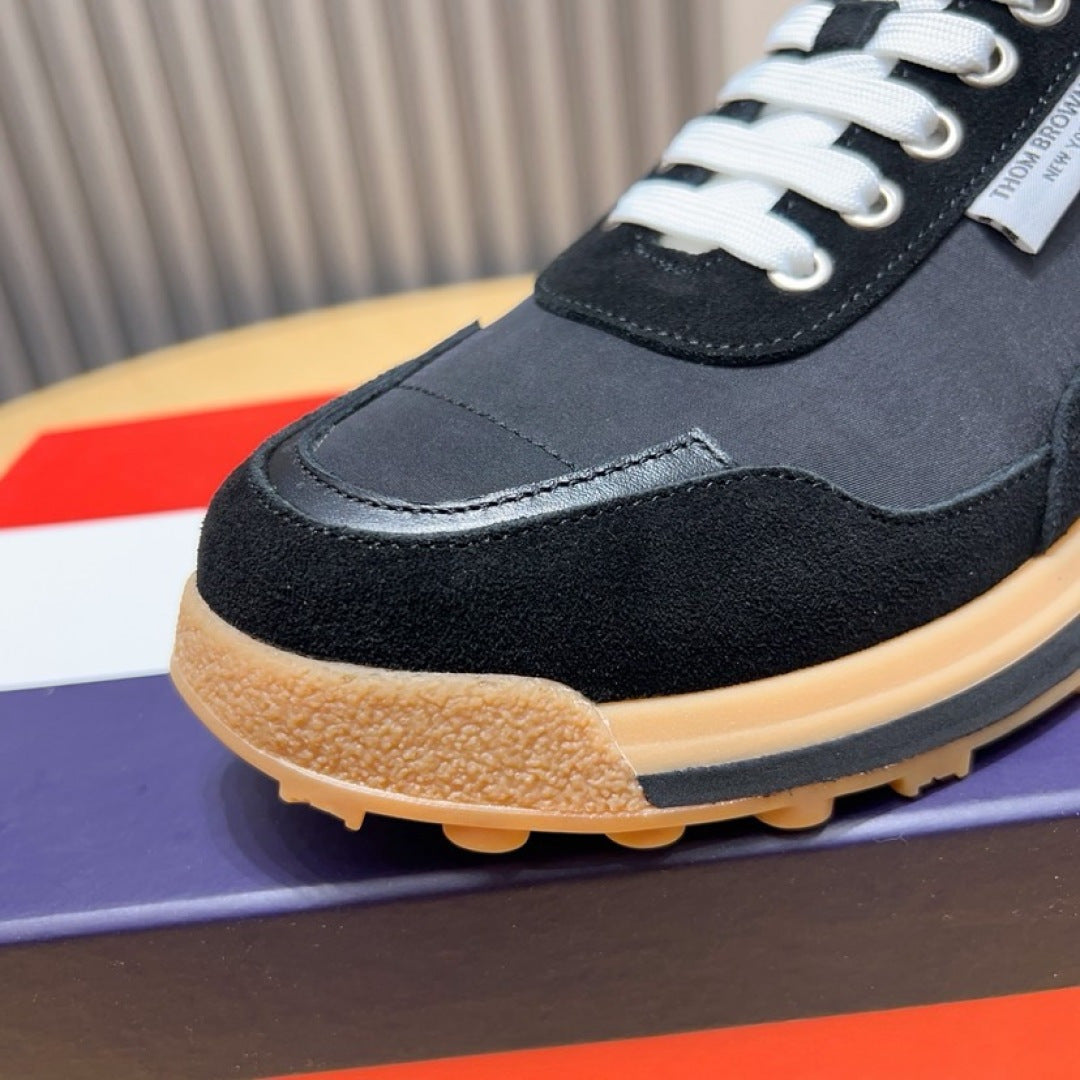 Thom Browne Men’s Black Gum-Sole Runner Sneakers – product detail view 8
