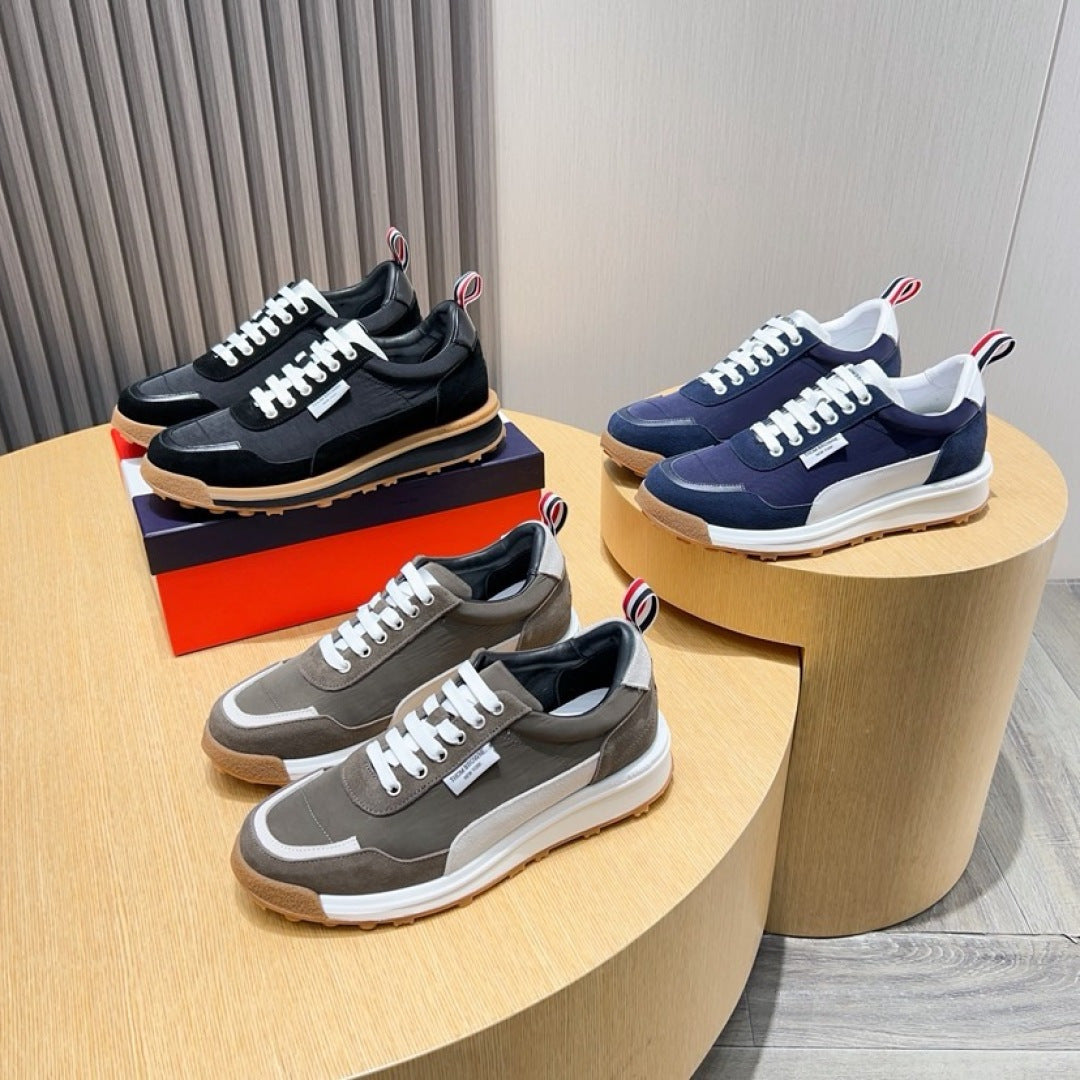 Thom Browne Men’s Taupe White Gum-Sole Runner Sneakers – product detail view 9