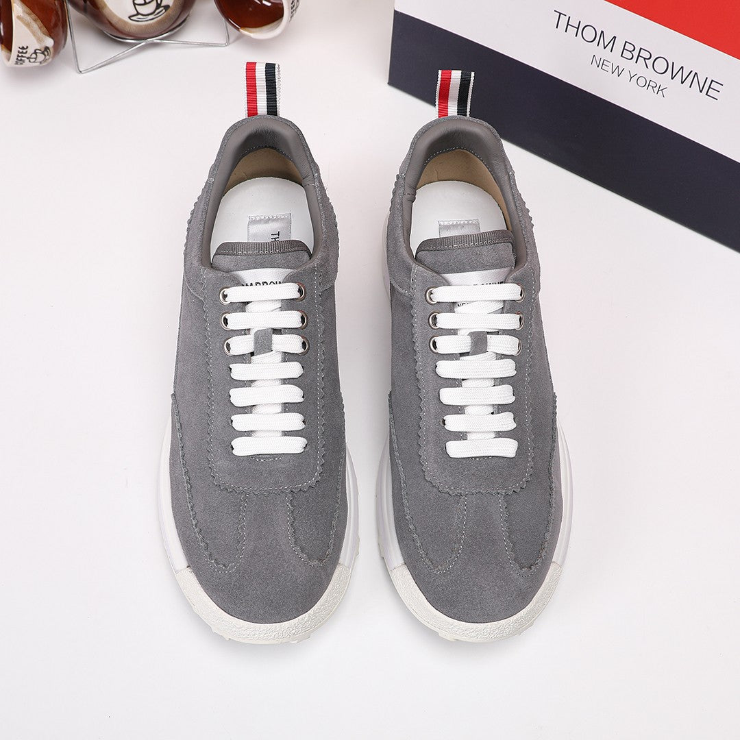 Thom Browne Men’s Charcoal Suede Retro Runner Sneakers – product detail view 4