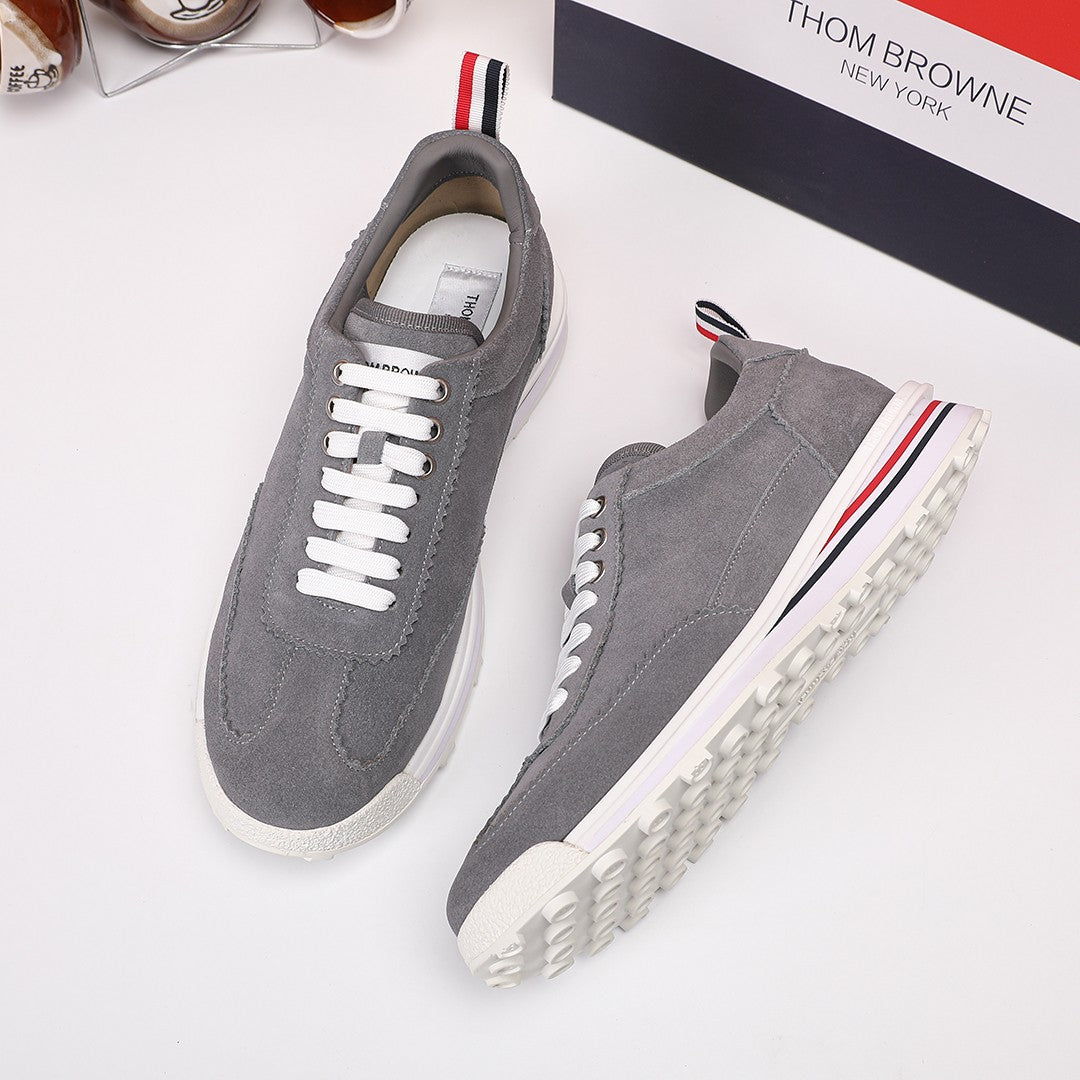 Thom Browne Men’s Charcoal Suede Retro Runner Sneakers – product detail view 5