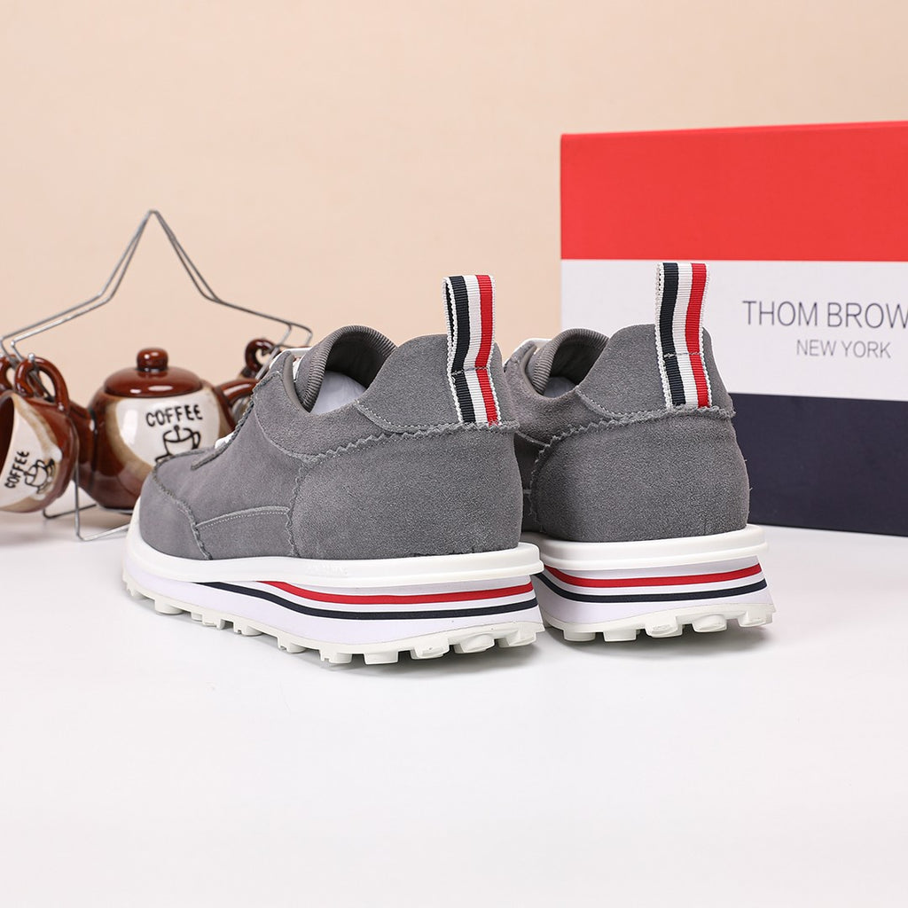 Thom Browne Men’s Charcoal Suede Retro Runner Sneakers – product detail view 7